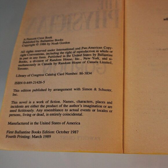 The Physician By Noah Gordon 1989 Paperback - Picture 6 of 6